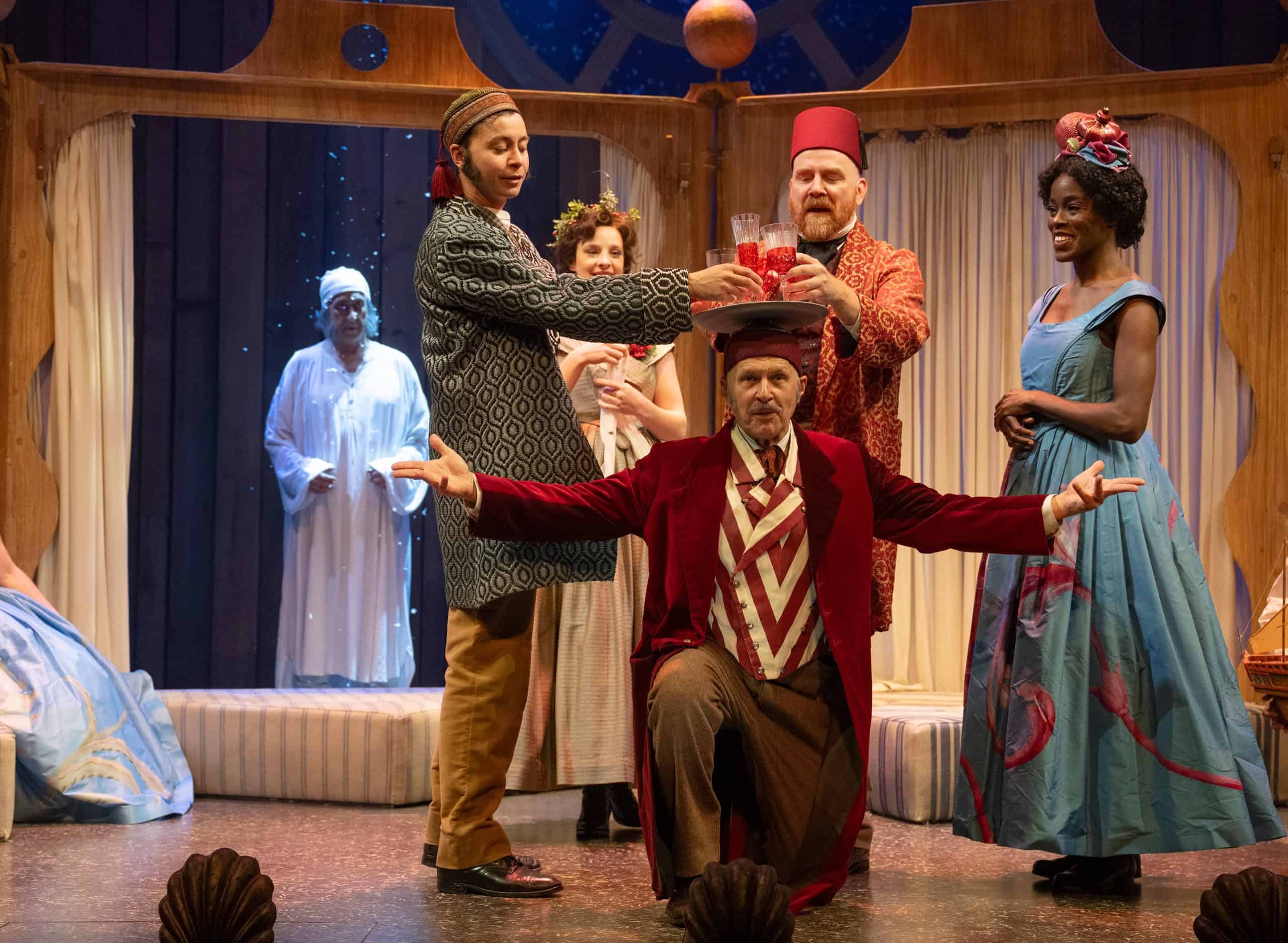 Graeme Somerville as Mr. Hubble (centre) with the cast of A Christmas Carol (Shaw Festival, 2025). Photo by David Cooper.